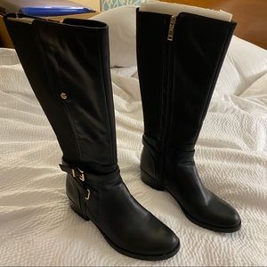 Tommy Hilfiger black wide calf riding boots